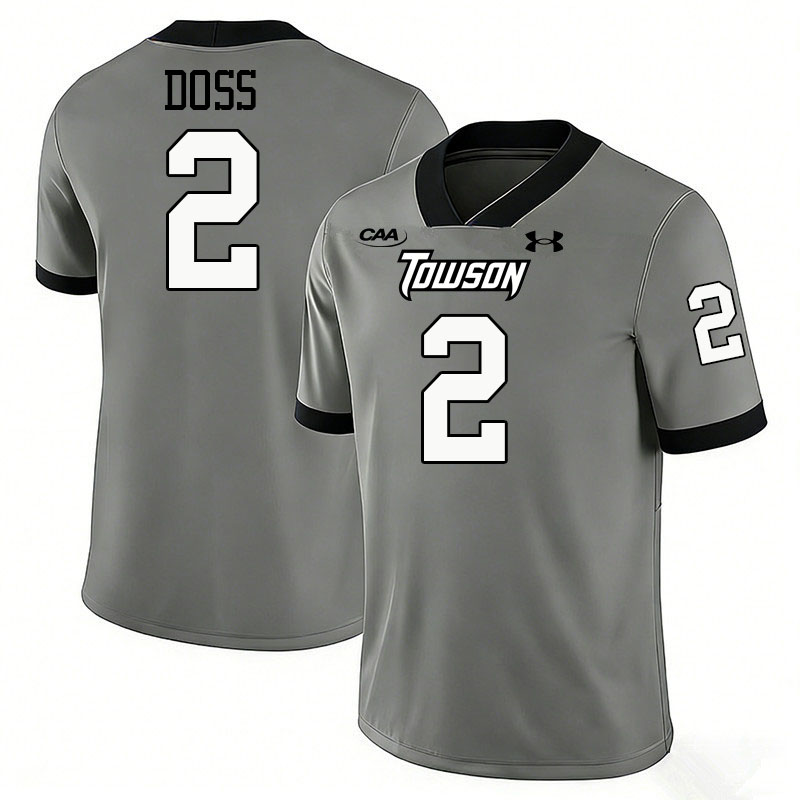 Towson Tigers #2 Jaceon Doss College Football Jerseys,Uniforms-Grey